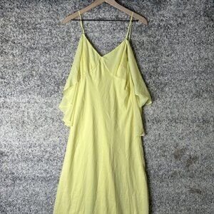 Decor Dress Womens Small Yellow Ruffle Layered Spaghetti Strap Maxi Summer
